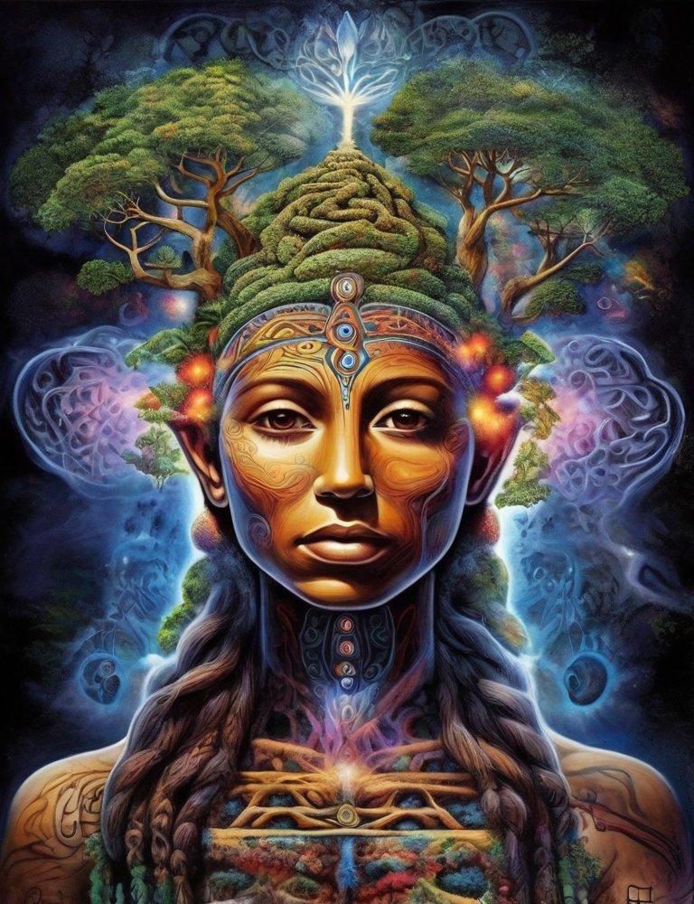 Molécula espirito, mirações de ayahuasca, glândula pineal, cérebro, floresta, sonhos, dimensões paralelas